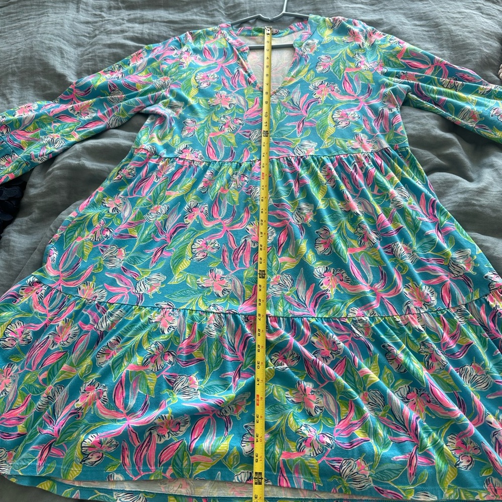 Lilly Pulitzer Teal and Pink Floral Midi Dress XL